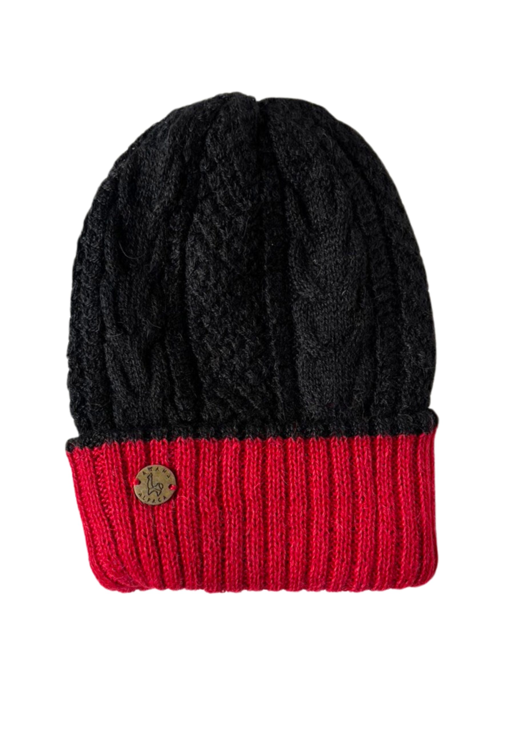 Beanie reversible Black & Red - Baby Alpaca - Image 3