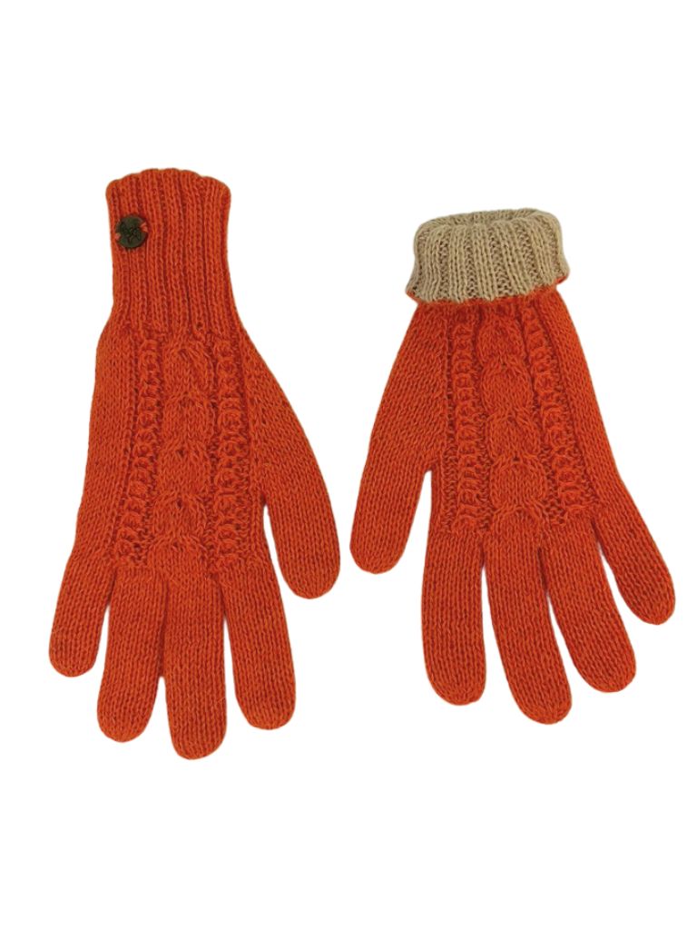 Alpaca gloves reversibles Orange & Camel