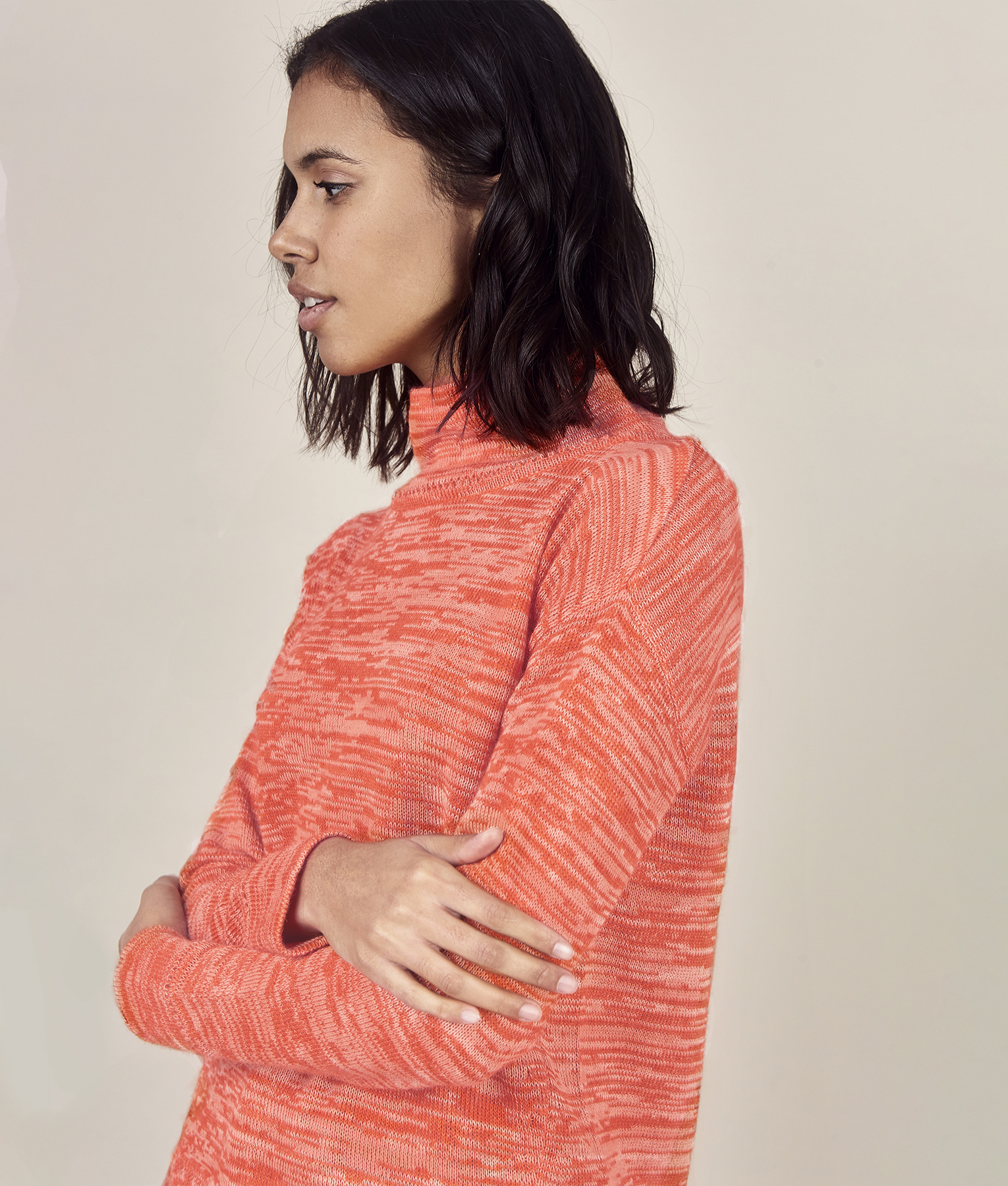 Baby Alpaca Sweater Orange Artistic - Image 3