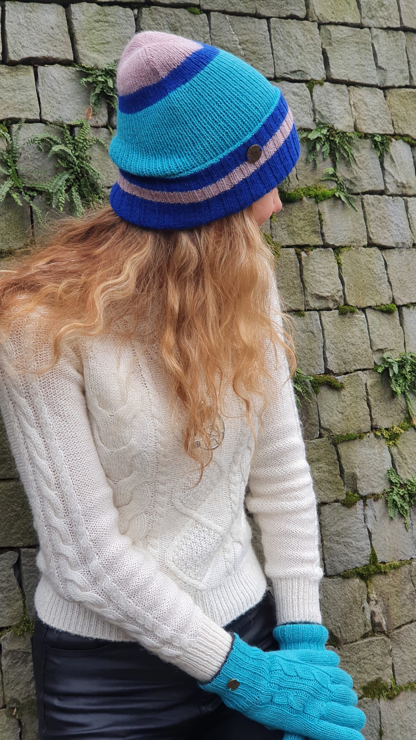 Beanie Happy turquoises reversible - Image 3