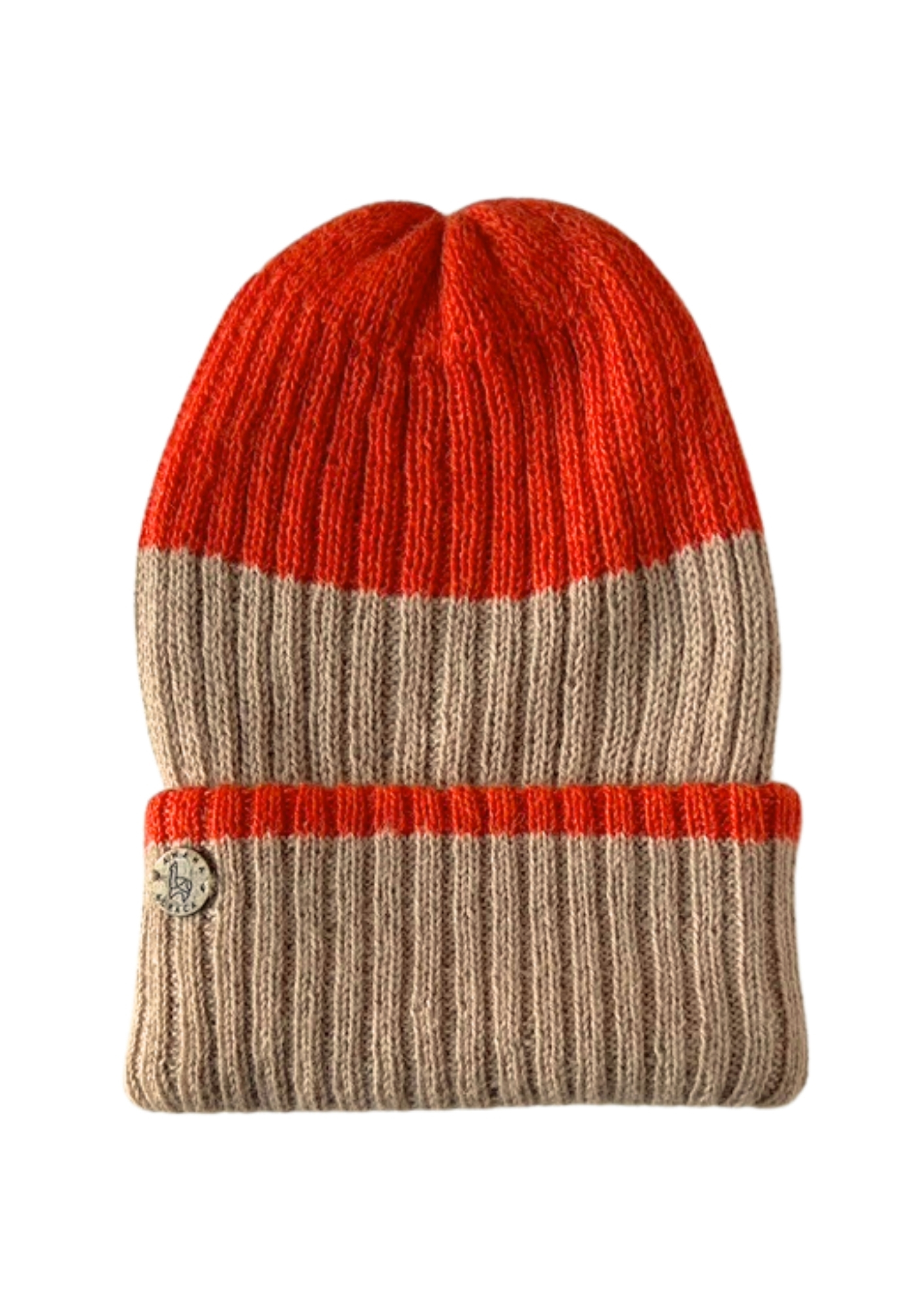 Beanie reversible Genève Orange & Beige reversible.