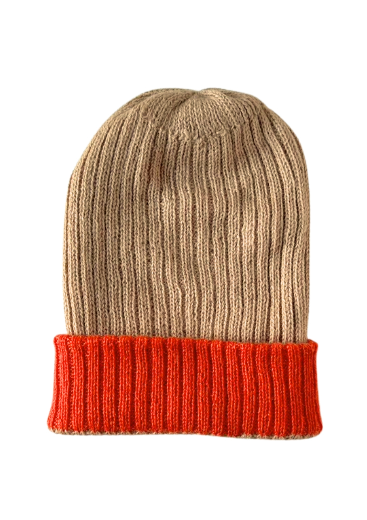 Beanie reversible Genève Orange & Beige reversible. - Image 2