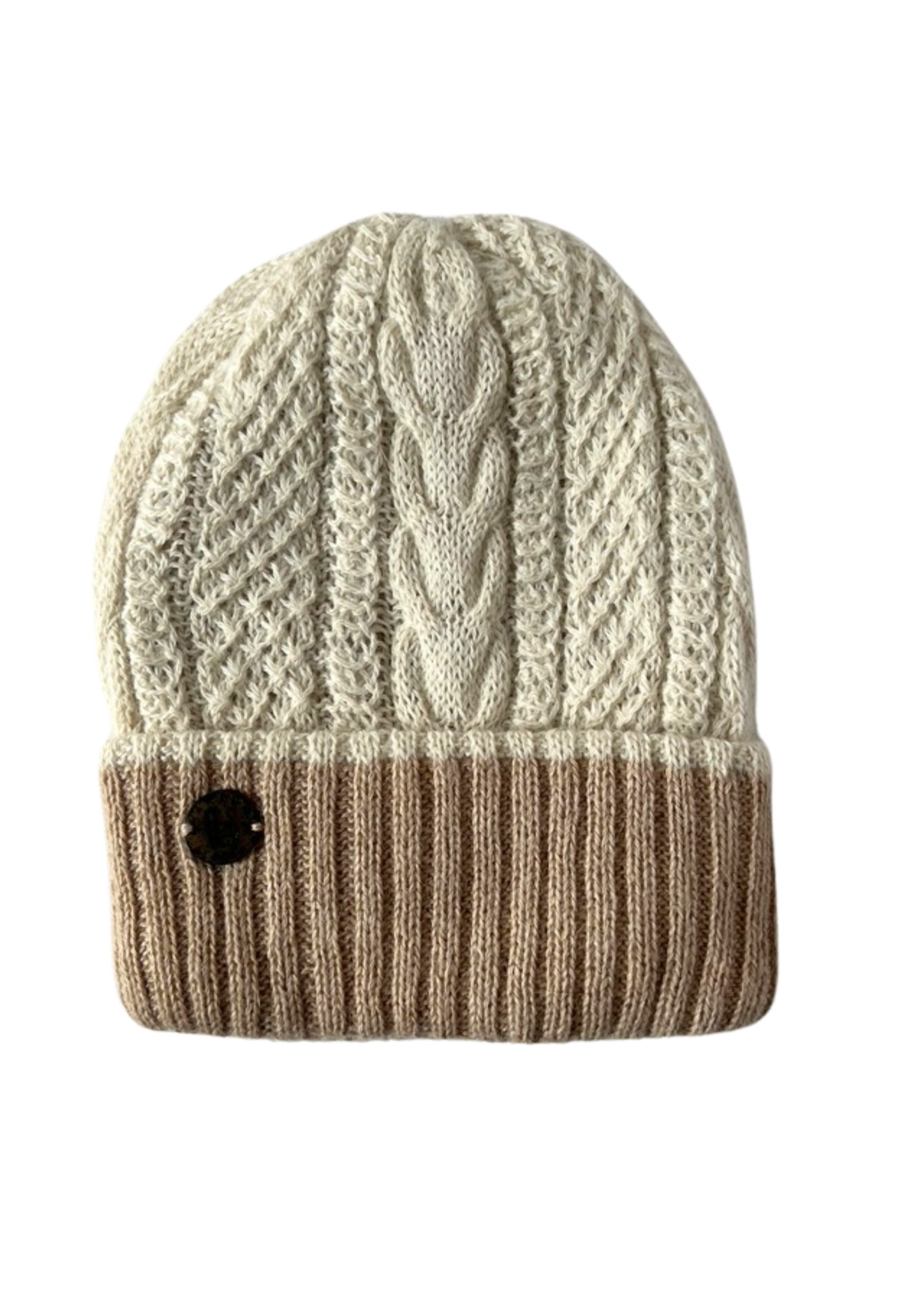 Beanie Beige & White reversible