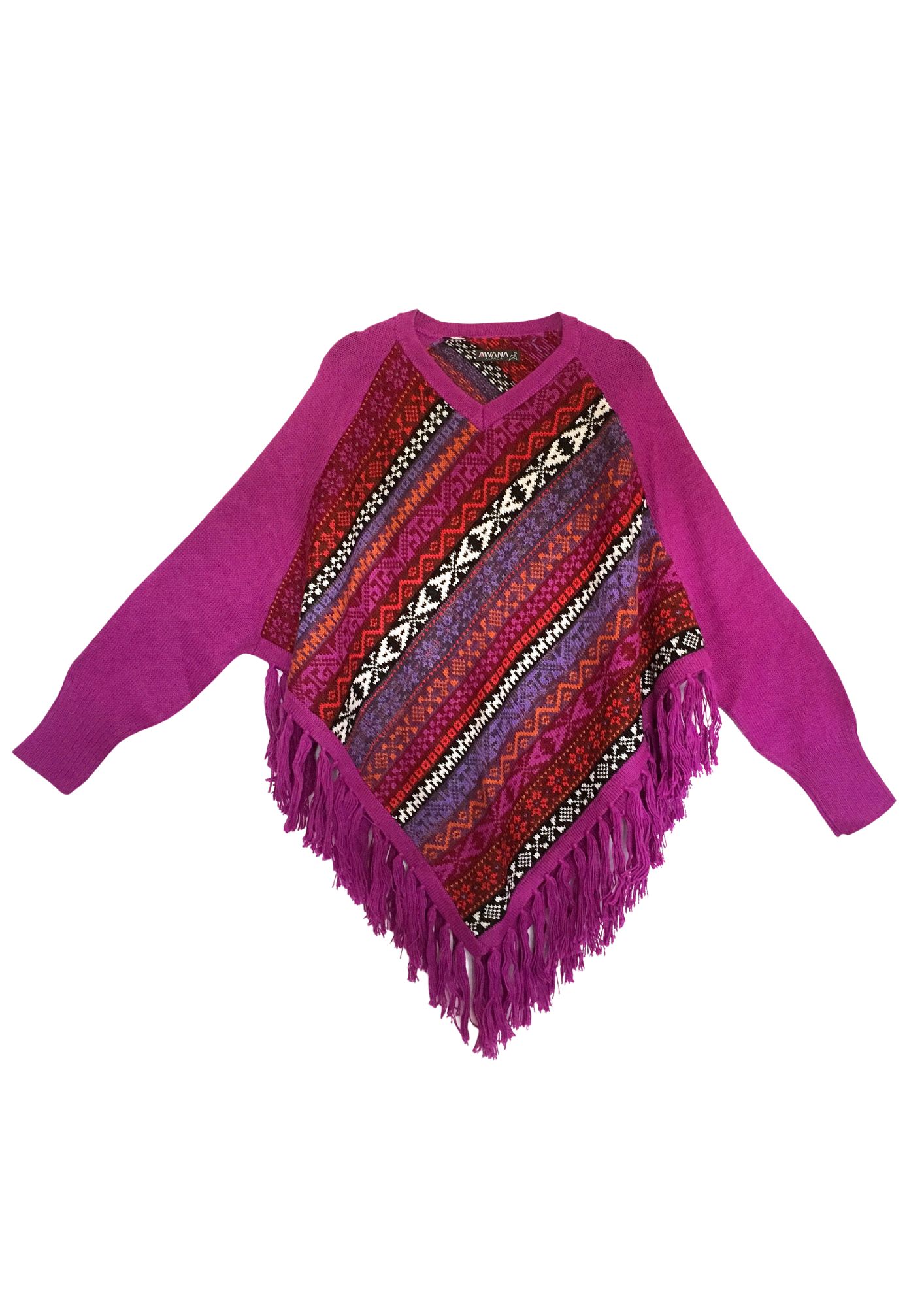 Pull Poncho Taquile Fuxia - Alpaka