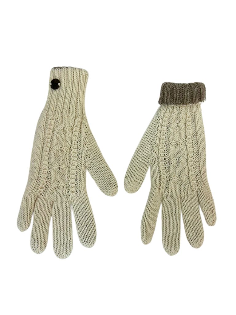Alpaca reversible Gloves White & Taupe