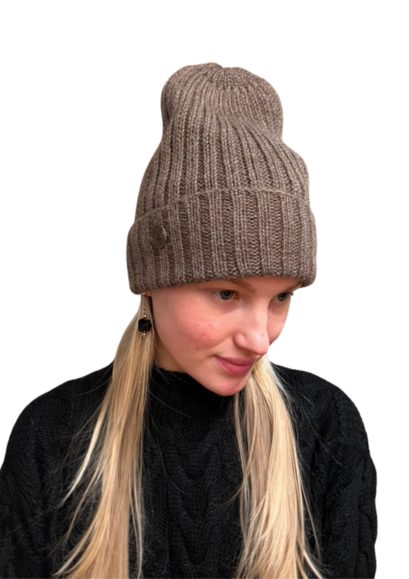 Bonnet Fisherman, 100% Baby Alpaga — Taupe - Image 2