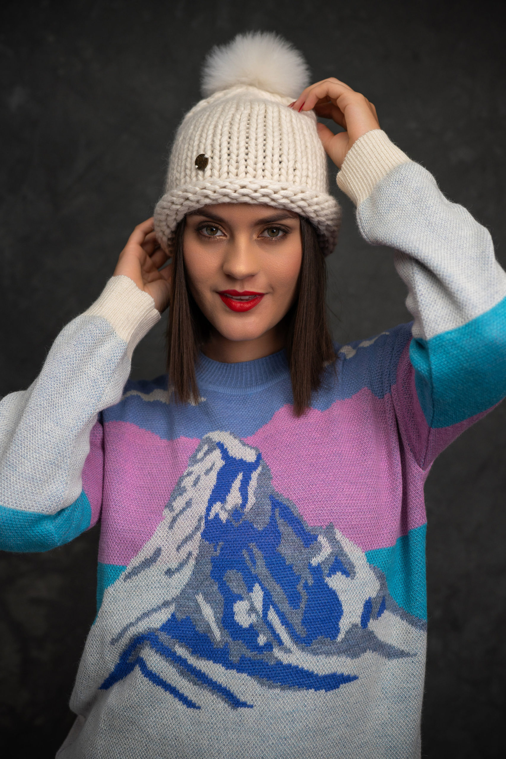 CHUNKY Beanie Zermatt White whit pompom
