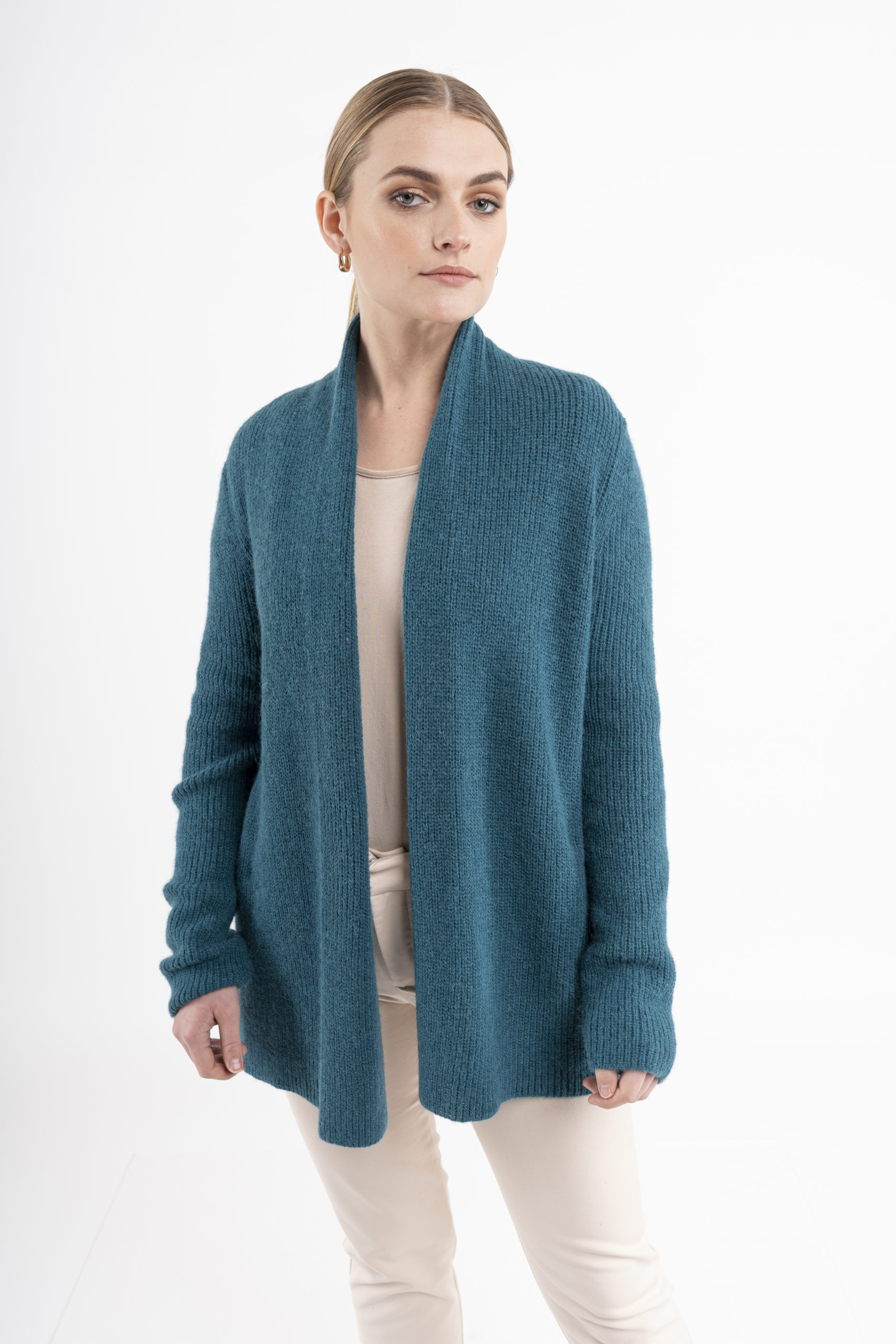 Baby Alpaca Cardigan Turquoise Tulum - Image 2