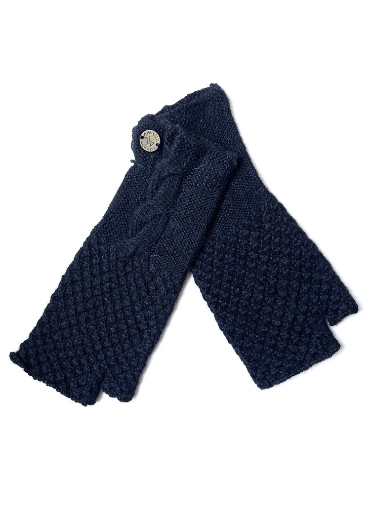 Pineapple - Alpaca Mittens Black