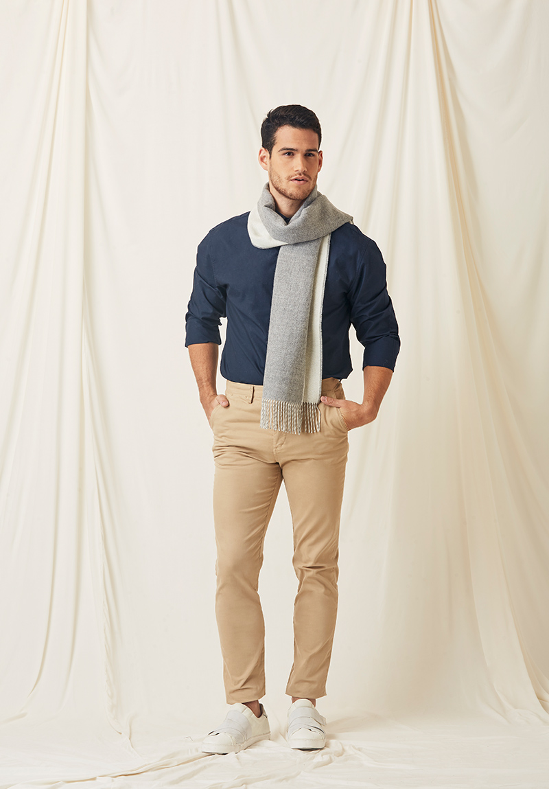 Gray White Scarf