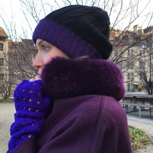 Reversible Beanie - Black & Violet