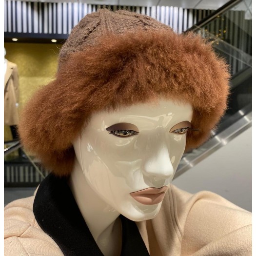 Saas Fee hat brown with alpaca fur